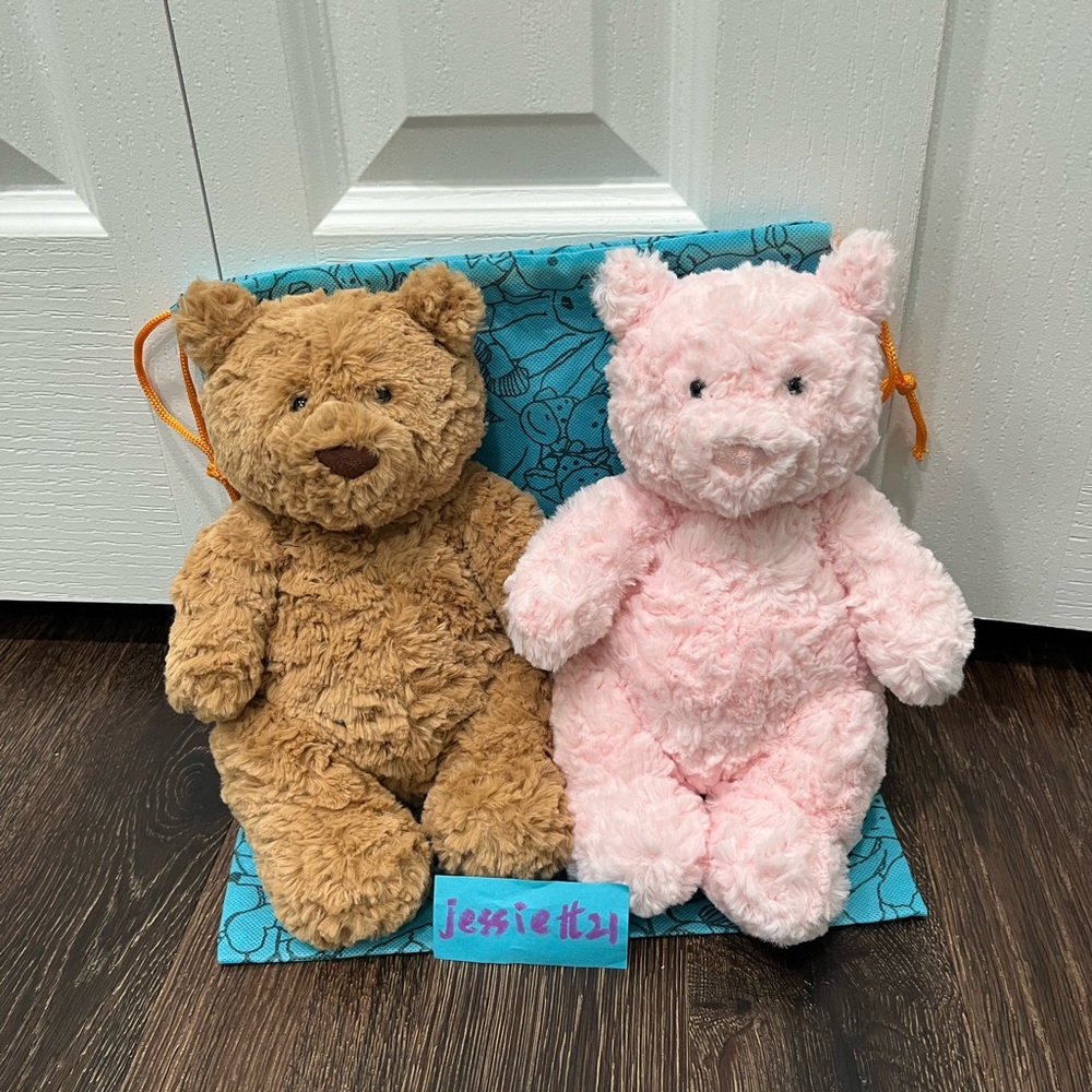 Jellycat Bartholomew Bear + Leola Bear Medium w/dust bag 100% Authentic US SHIP